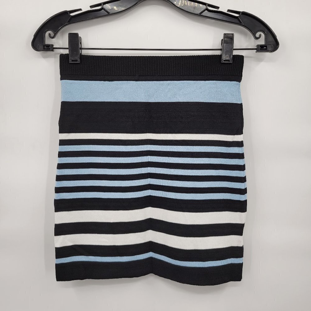 Lovers + Friends Women Black Stripe Pull On BodyCon Mini Skirt Size Xs